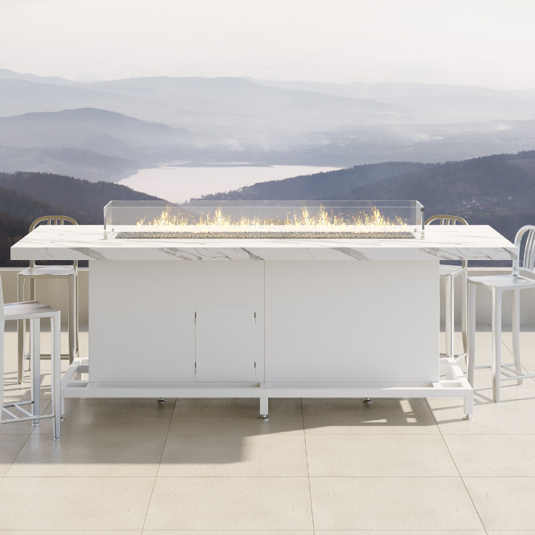 COOKE Long Beach Bar Height Fire Pit Table 42x144x42