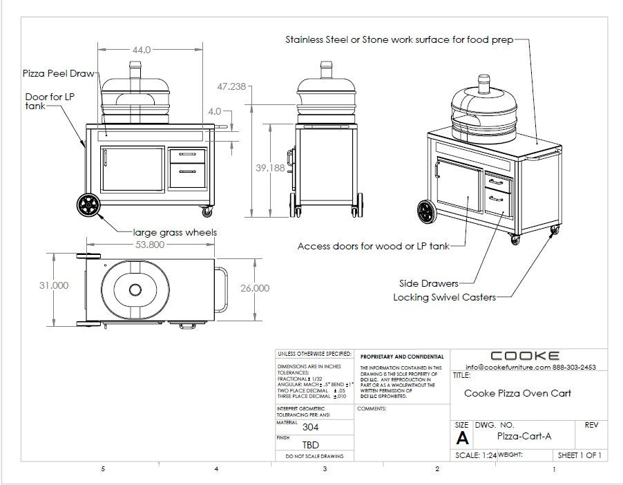 Cooke Pizza Oven Cart 