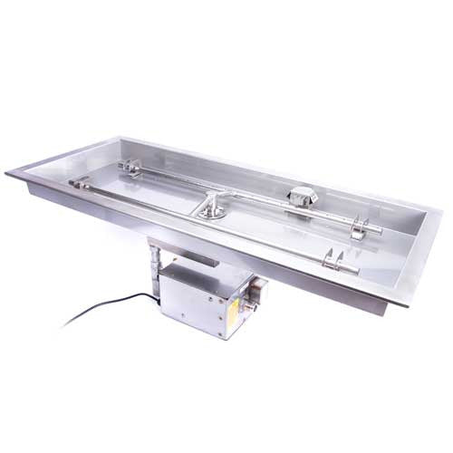 HPC Fire 30" Rectangular Bowl Pan Fire Pit 30X12SSEI-H-HI-LO