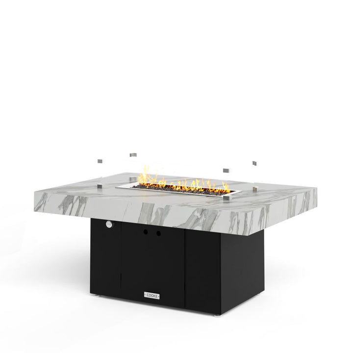 White Marble Table Top Black Base 