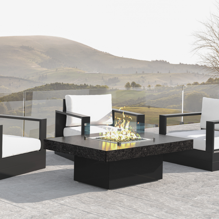 Rectangle fire pit with propane tank storage 