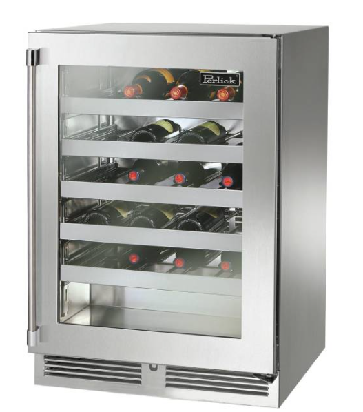 24" Perlick Marine Signature Series Wine Reserve Stainless Steel Glass Door - HP24WM-4-3R