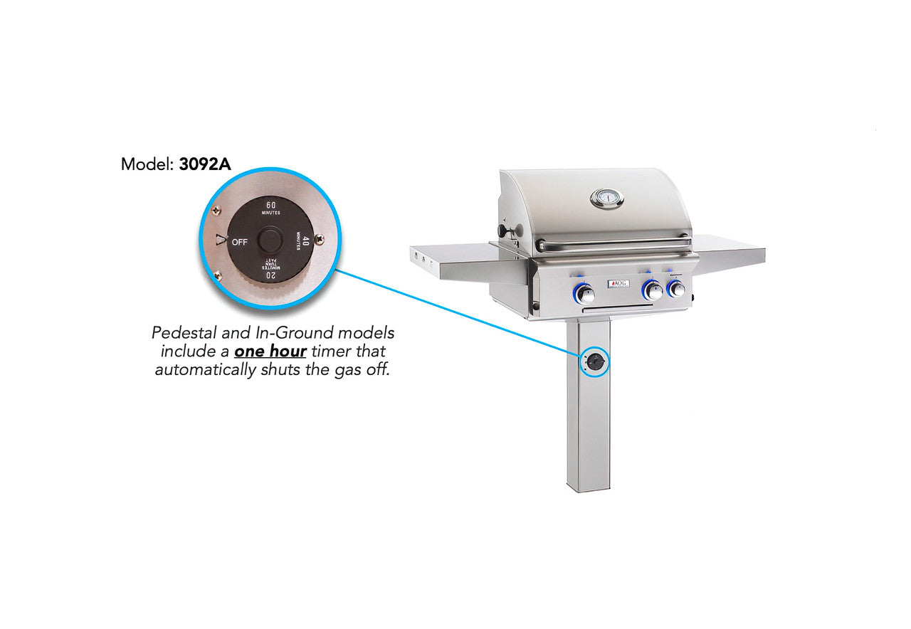 AOG - 24NGL 24" In-Ground Post Gas Grill | L-Series | With 1-Hour Timer