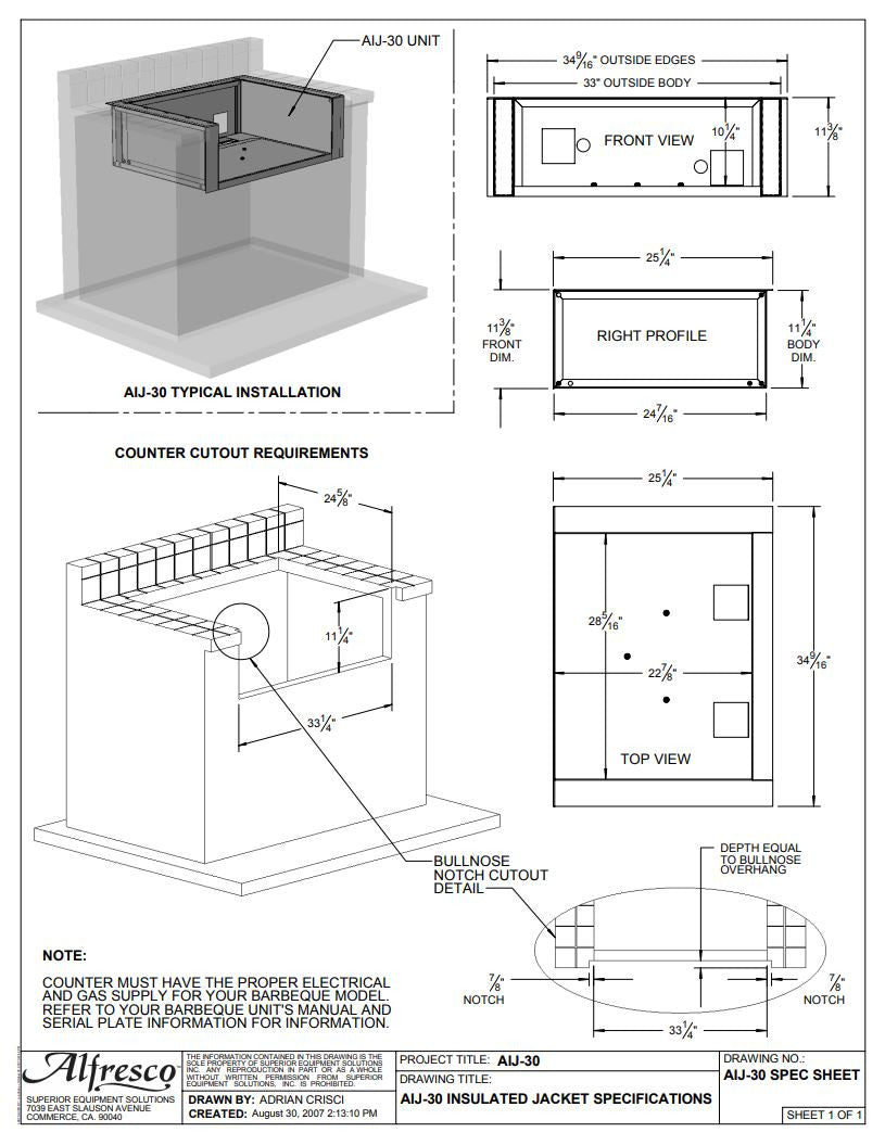 Alfresco - Insulating Jackets for ALXE Grill