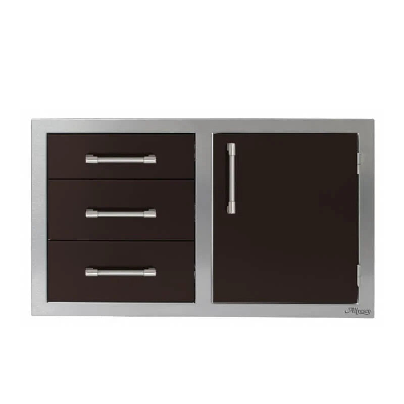 Alfresco 32-Inch Stainless Steel Right-Hinged Soft-Close Door & Triple Drawer Combo