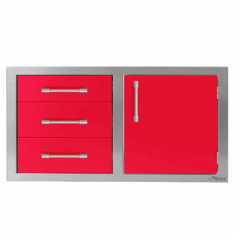 Alfresco 42-Inch Combo Door & Drawers - Raspberry Red-Gloss - AXE-DDC-R-42SC-S3027
