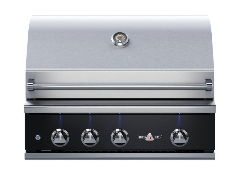 Delta Heat 32-Inch 3-Burner Built-In Grill w/ Rotisserie - Black Control Panel
