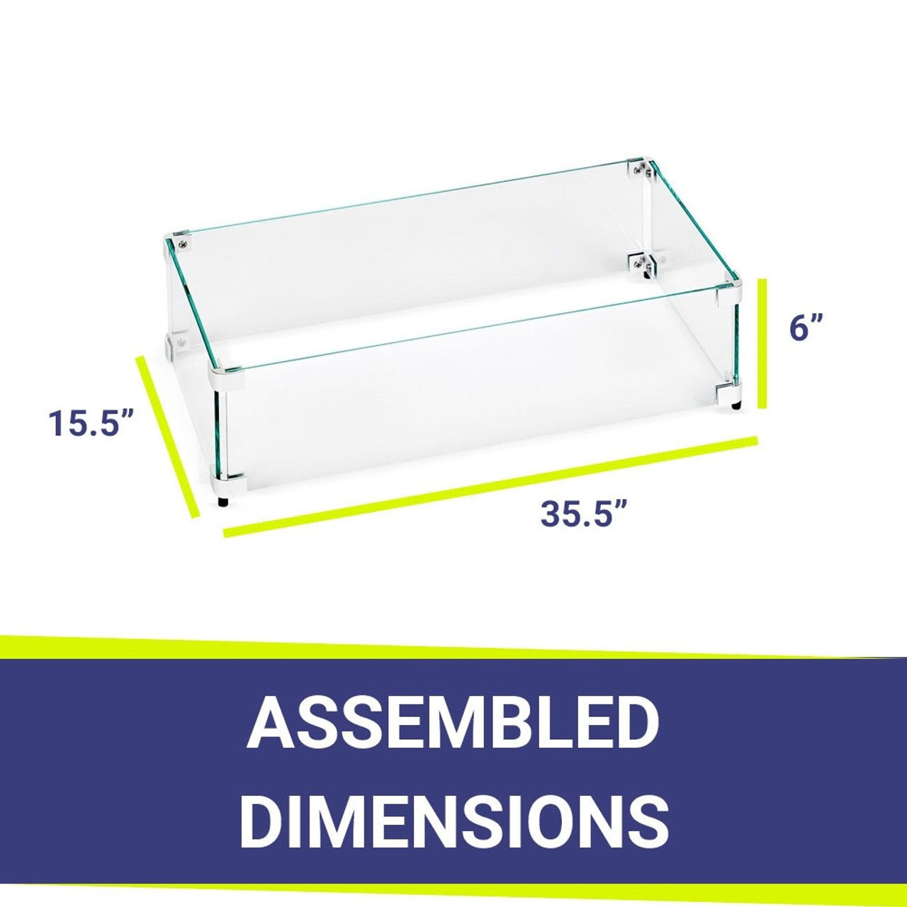 American Fire Glass 30" Rectangular Glass Wind and Flame Guard
