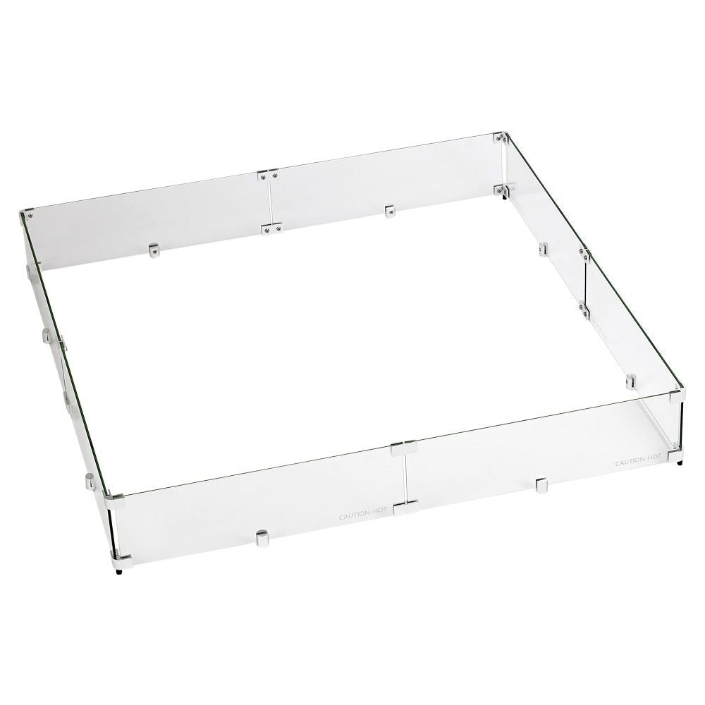 American Fire Glass FG-SQP-36 Fire Pit Glass Flame Wind Guard Square, 41.5x41.5-Inch