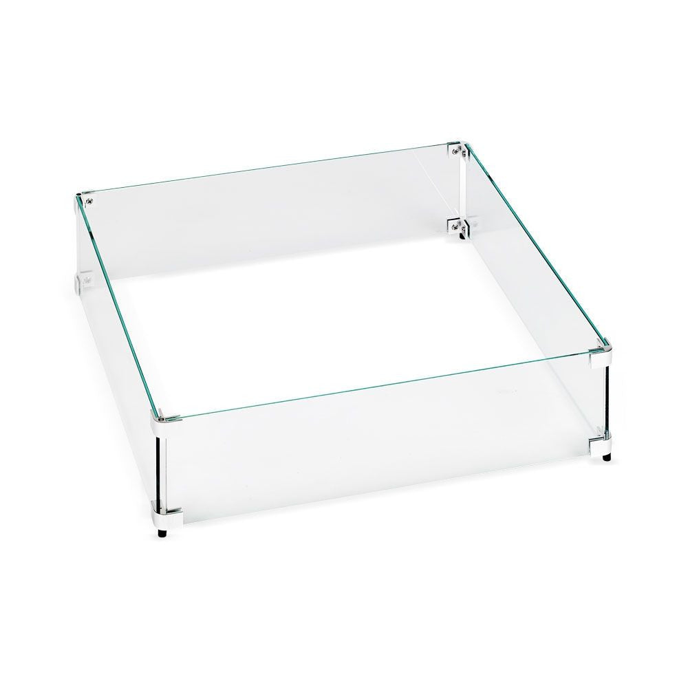 American Fire Glass FG-SQP-24 Fire Pit Glass Flame Wind Guard Square, 29.5x29.5-Inch