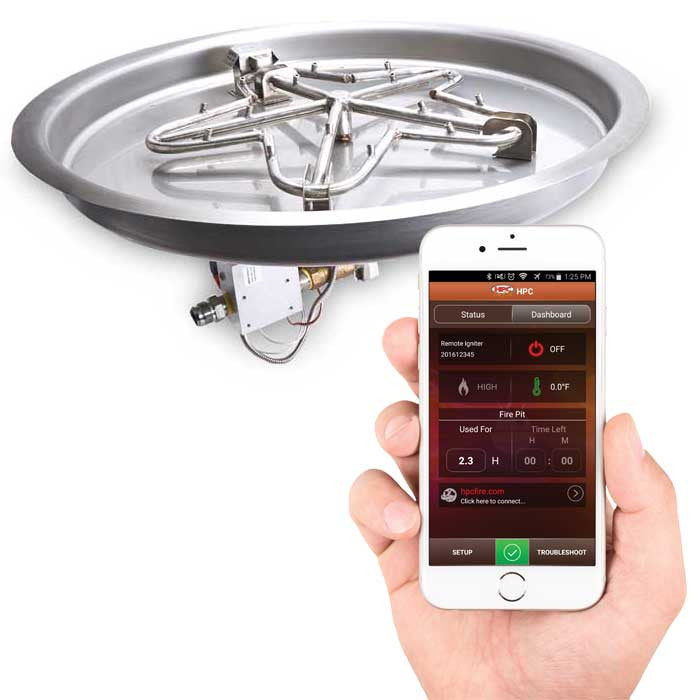 HPC Fire 19" Round Bowl Pan Electronic Ignition Fire Pit Insert PENTA19EI-HI-LO