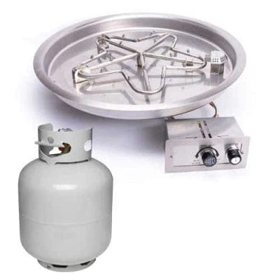 HPC Fire 19" Round Bowl Pan Push Button Fire Pit Insert PENTA19FPPK-FLEX-LP-ST