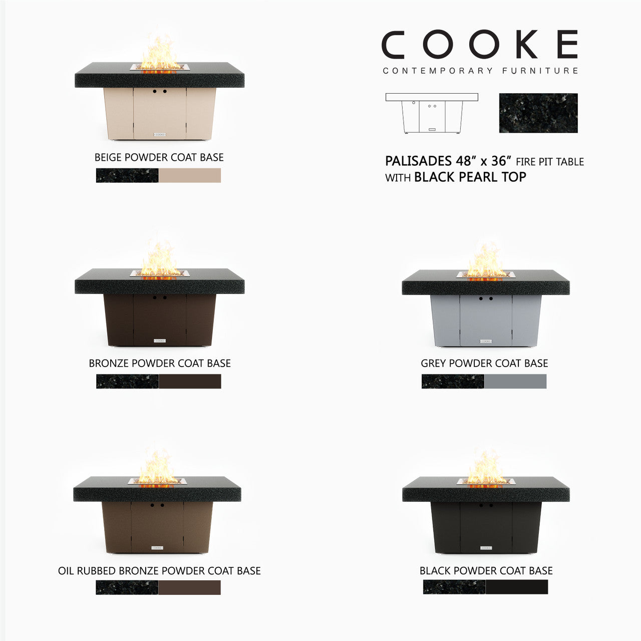 COOKE Palisades Fire Pit Table 48" x 36" x 21" - Stone Top